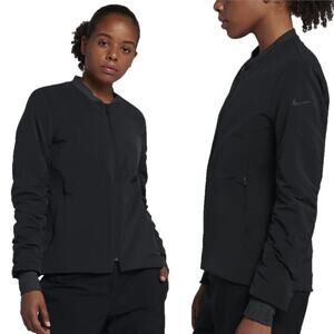 Nike Black Water Resistant Bomber Jacket Zip Up Women's Size Small EUC